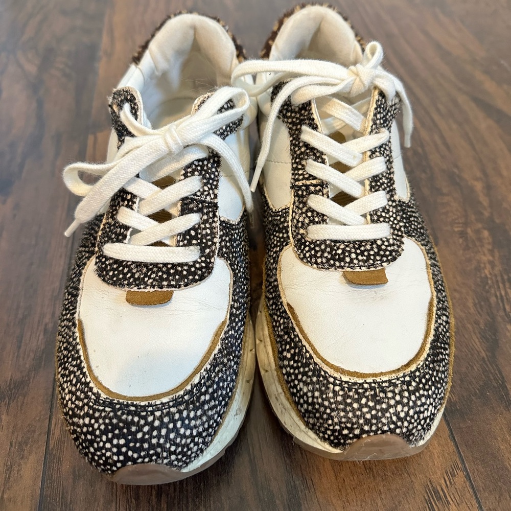 Kickoff trainer fashion sneakers in leather and spot mix calf hair